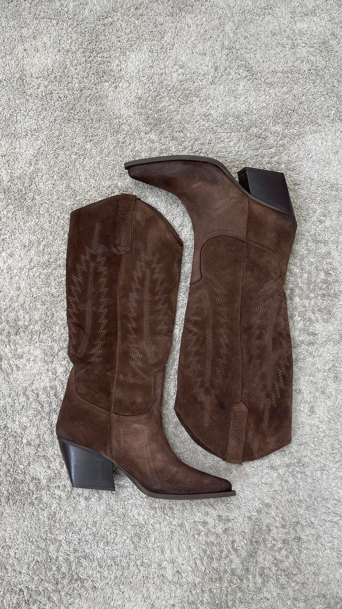 Stivale texano alto scamosciato moro Divine Folle - 607 -