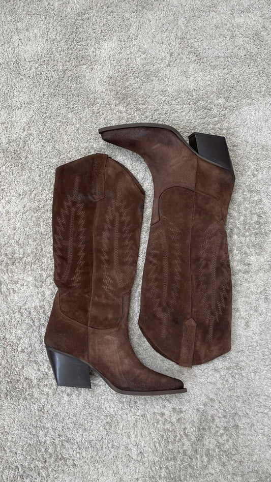 Stivale texano alto scamosciato moro Divine Folle - SAL 607 -