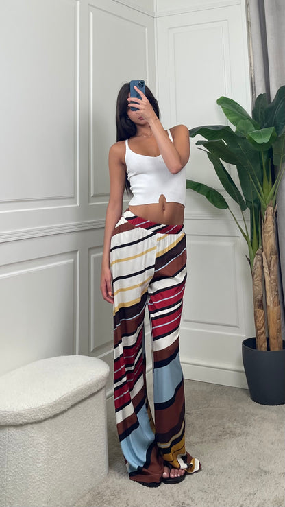 Pantalone palazzo a righe asimmetriche Vicolo - TAB2969 -