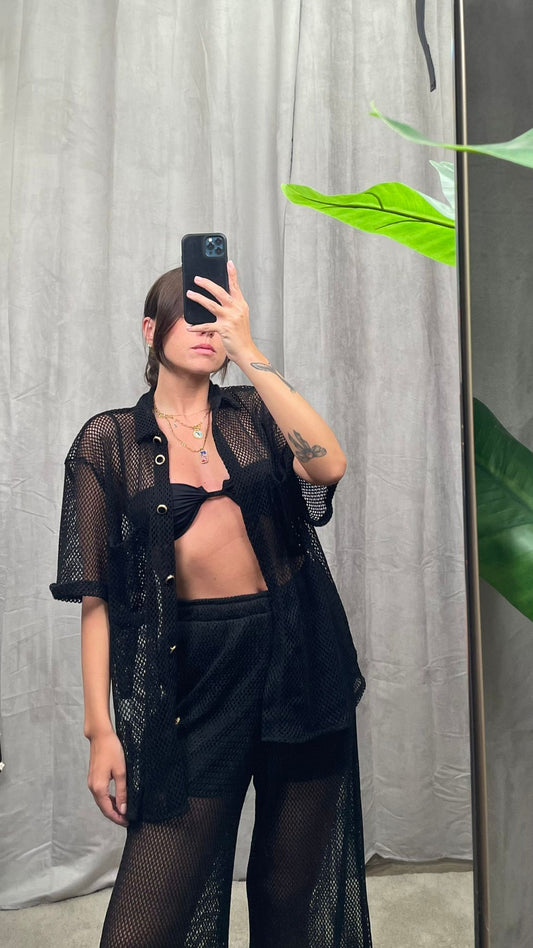 Camicia a rete HaveOne nera