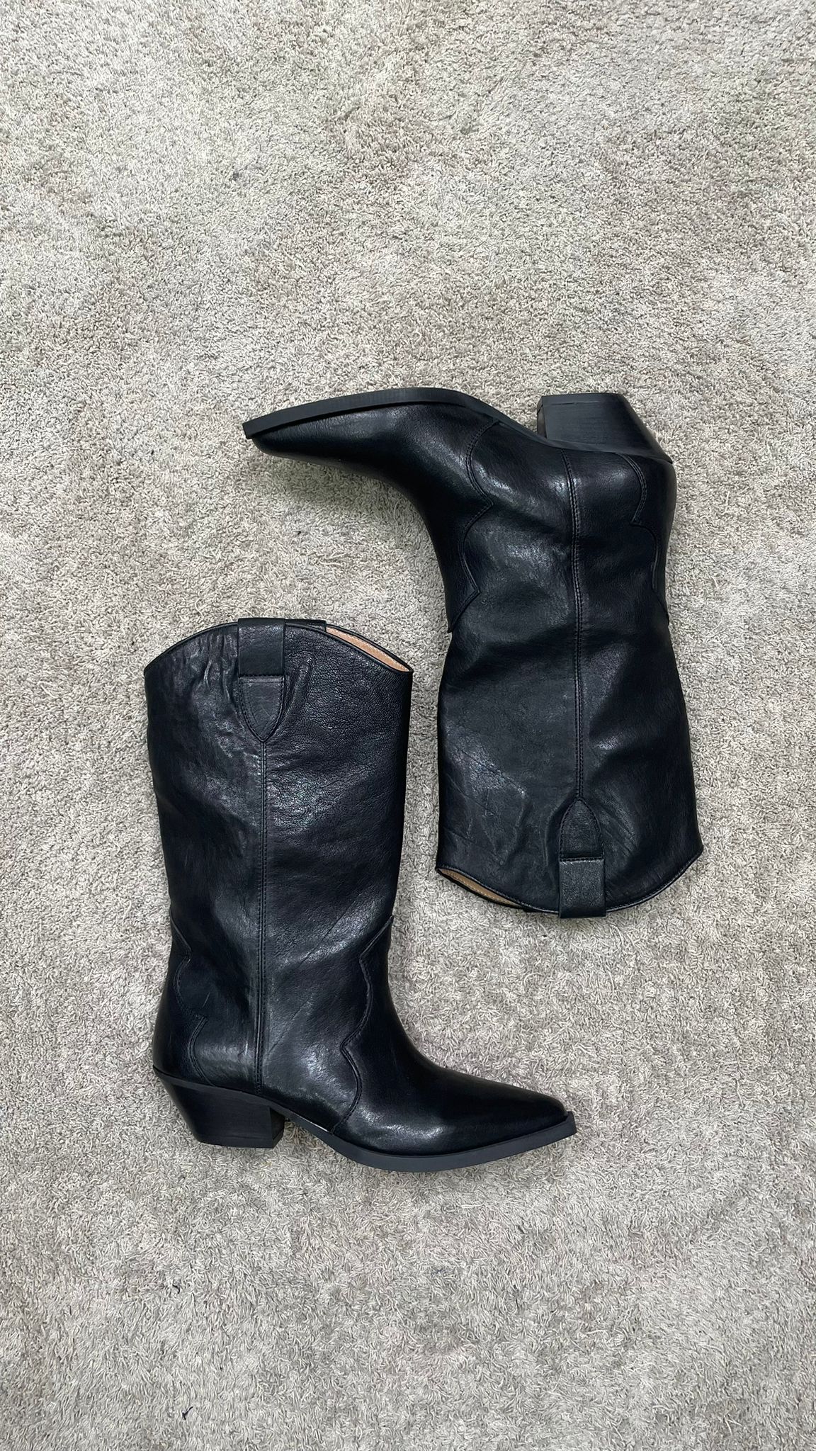 Texano Kirò nero in vera pelle
