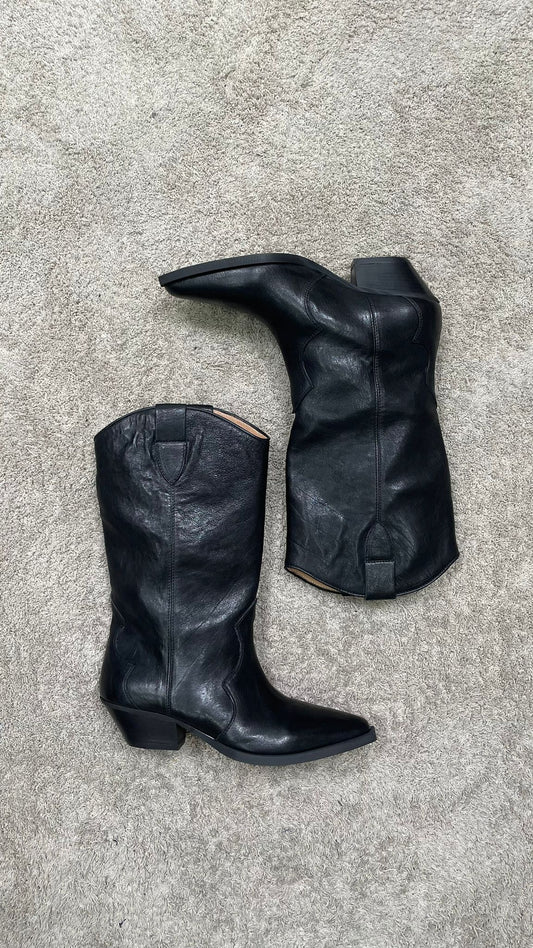 Texano Kirò nero in vera pelle