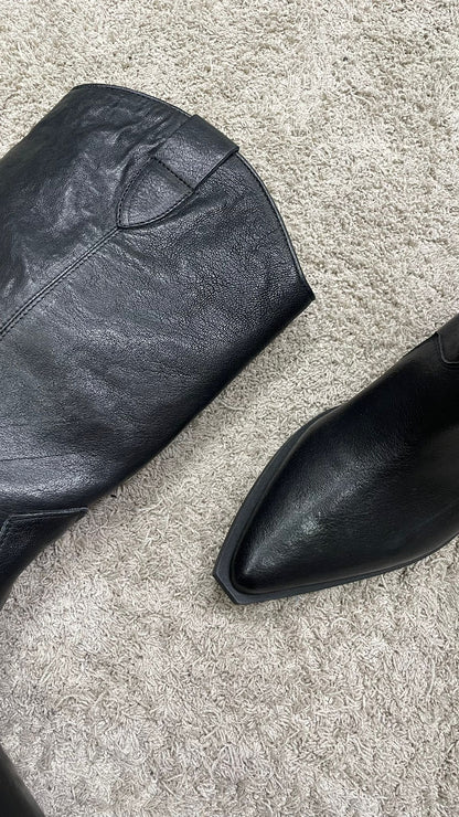 Texano Kirò nero in vera pelle
