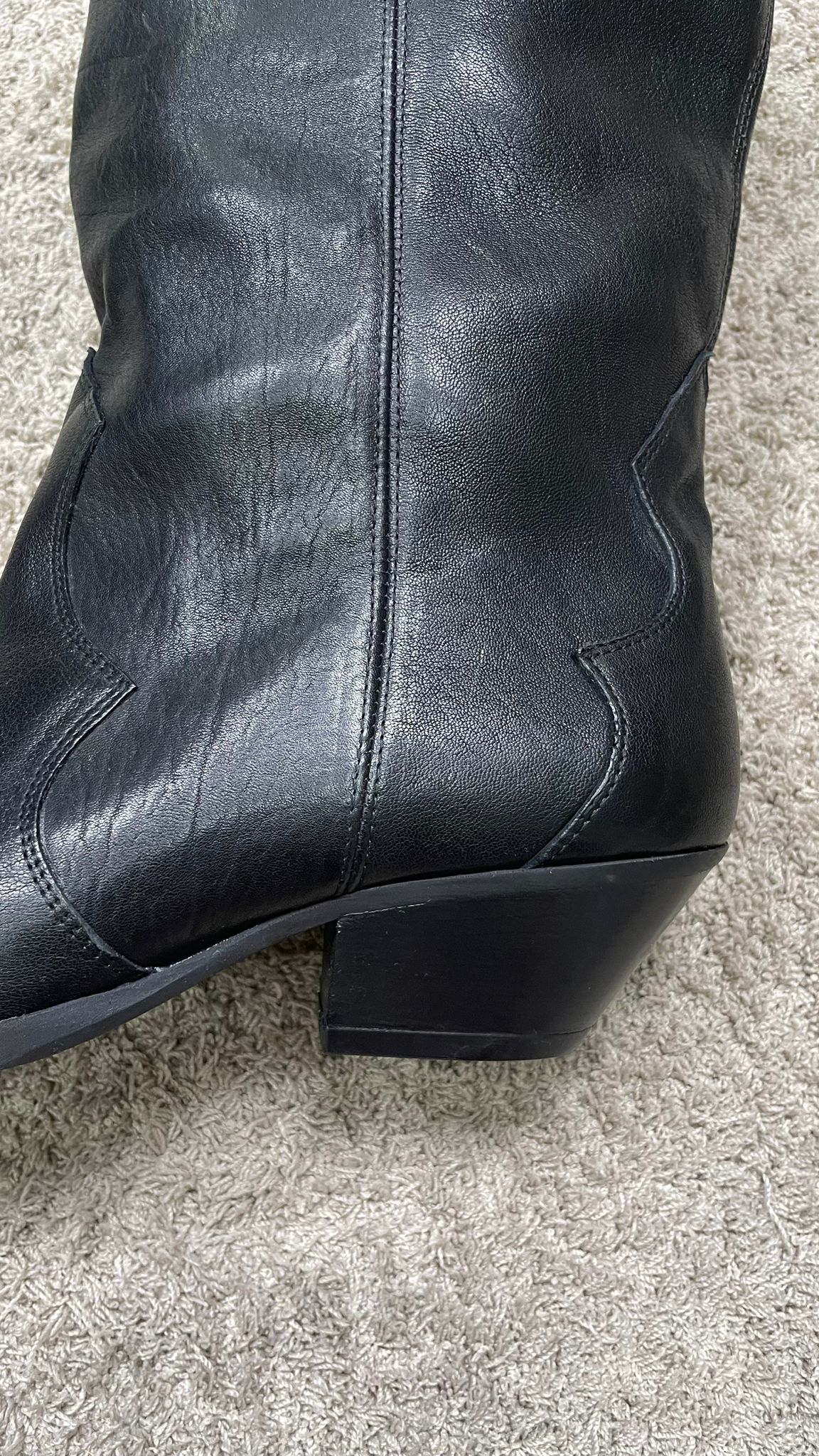 Texano Kirò nero in vera pelle