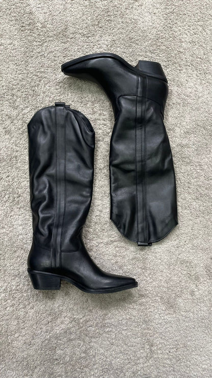 Texano nero DivineFollie vera pelle -9230-