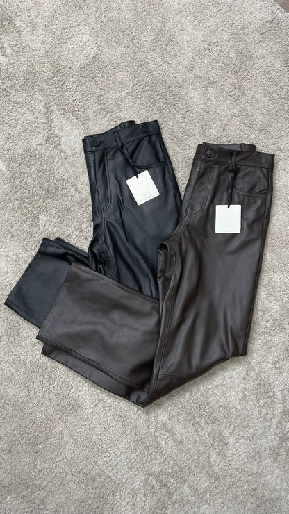 Pantalone ampio in vera pelle ViCOLO -TF0318-
