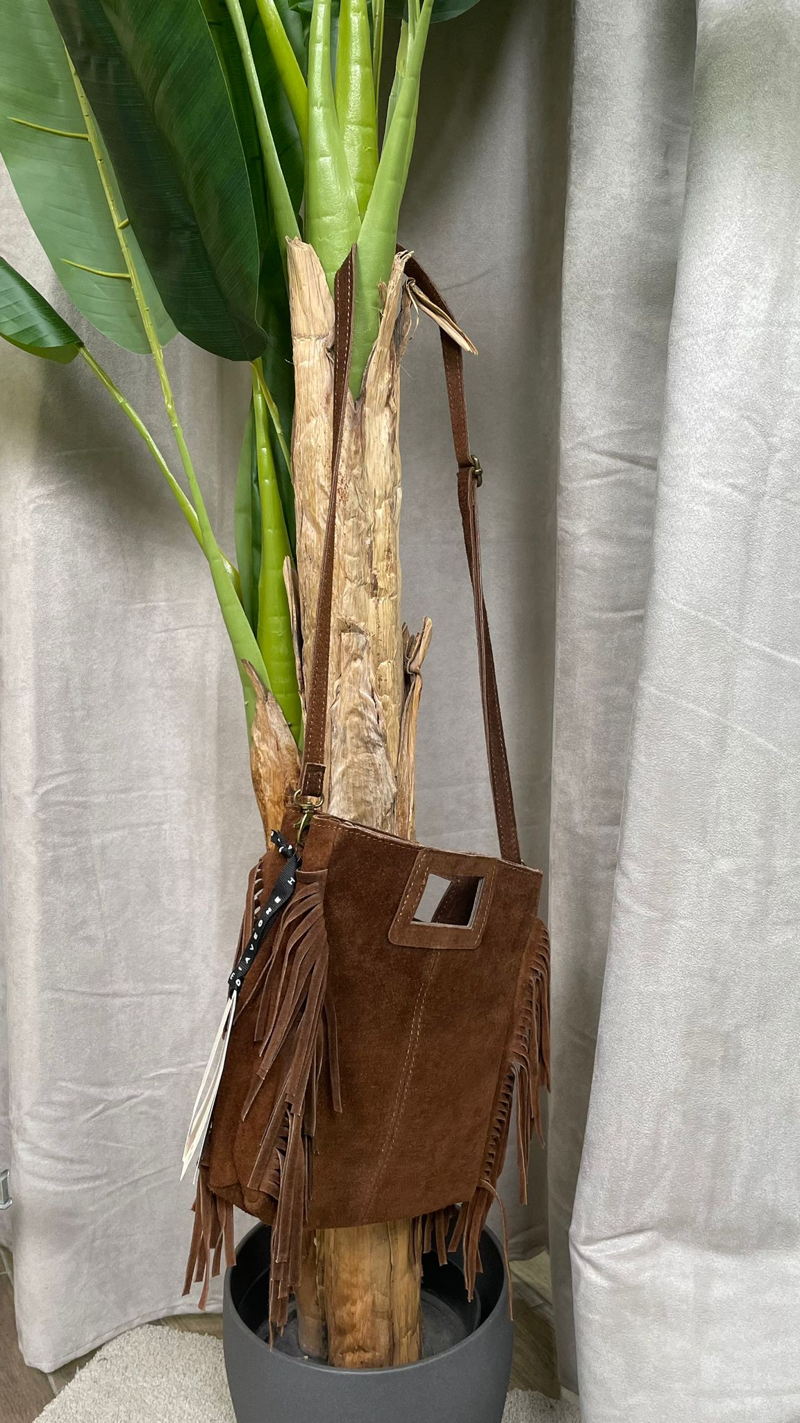 Borsa in camoscio con frange HaveOne -WCP-N091-