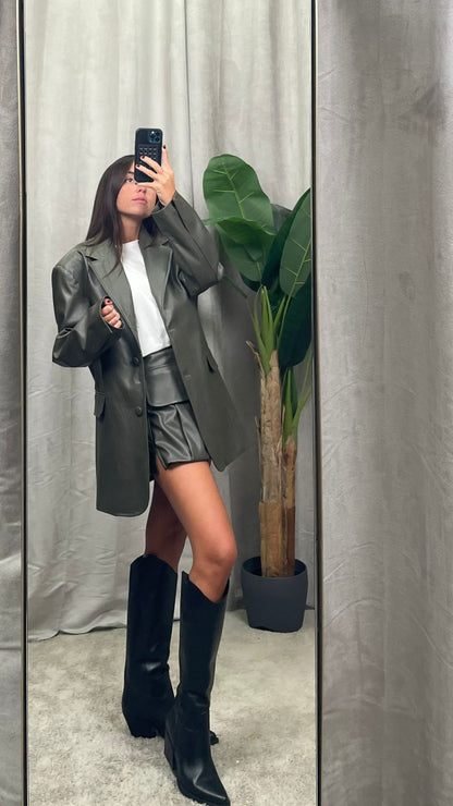 Blazer Silence Limited pelle verde militare -GI581N-