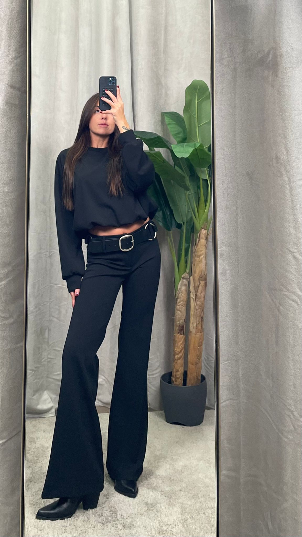 Pantalone HaveOne vita bassa scuba crep  (Nero/Moro) -PJK-P279-