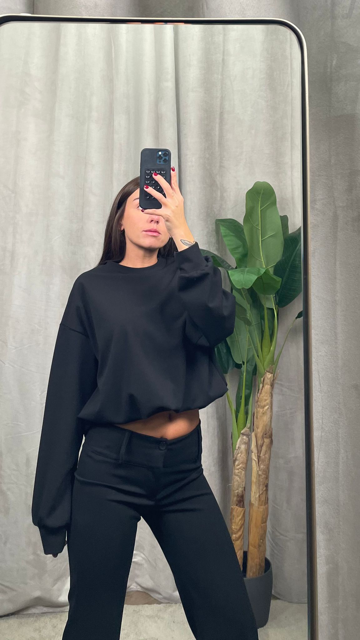 Pantalone HaveOne vita bassa scuba crep  (Nero/Moro) -PJK-P279-