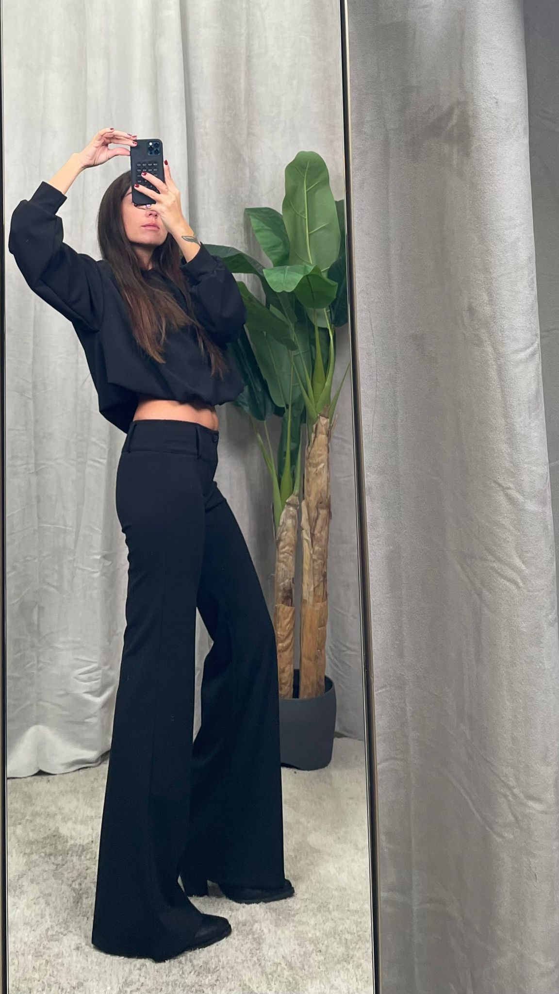 Pantalone HaveOne vita bassa scuba crep  (Nero/Moro) -PJK-P279-