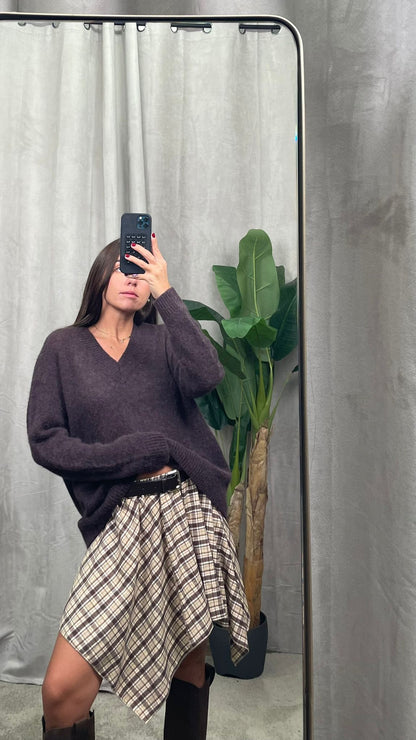 Minigonna HaveOne quadri Moro/Coccio -GFW-P135-