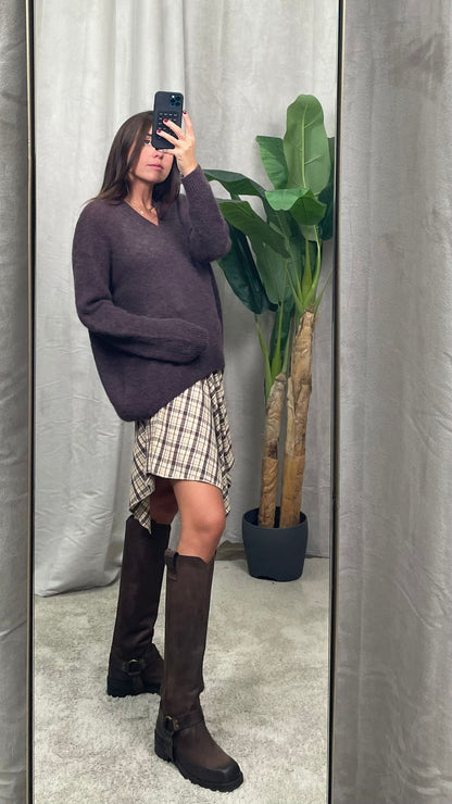 Minigonna HaveOne quadri Moro/Coccio -GFW-P135-