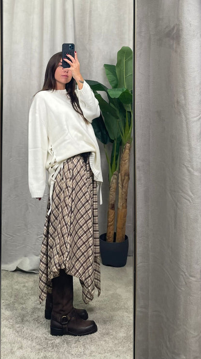 Gonna midi HaveOne quadri Moro/Coccio -GFW-P134-