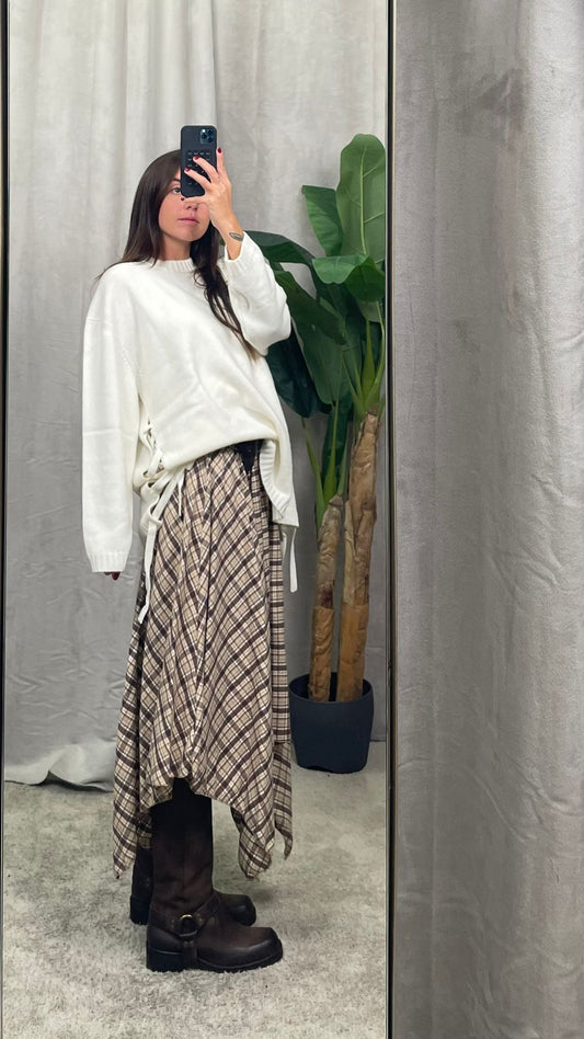 Gonna midi HaveOne quadri Moro/Coccio -GFW-P134-