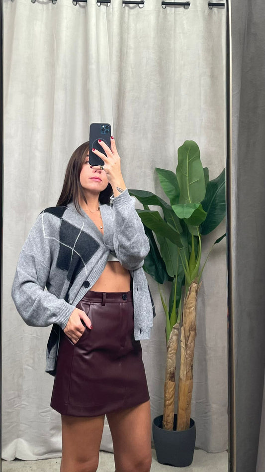 Minigonna ViCOLO pelle borgogna -TF2023-