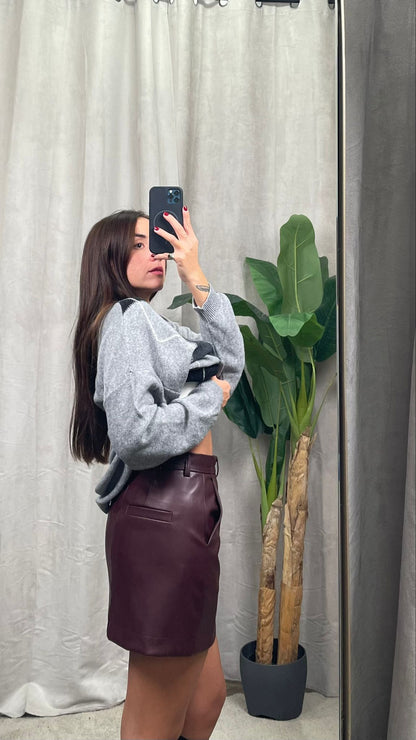 Minigonna ViCOLO pelle borgogna -TF2023-