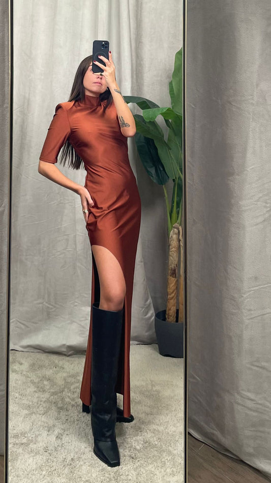 Abito Matinèe in lycra (Nero/Coccio) -DP6005-