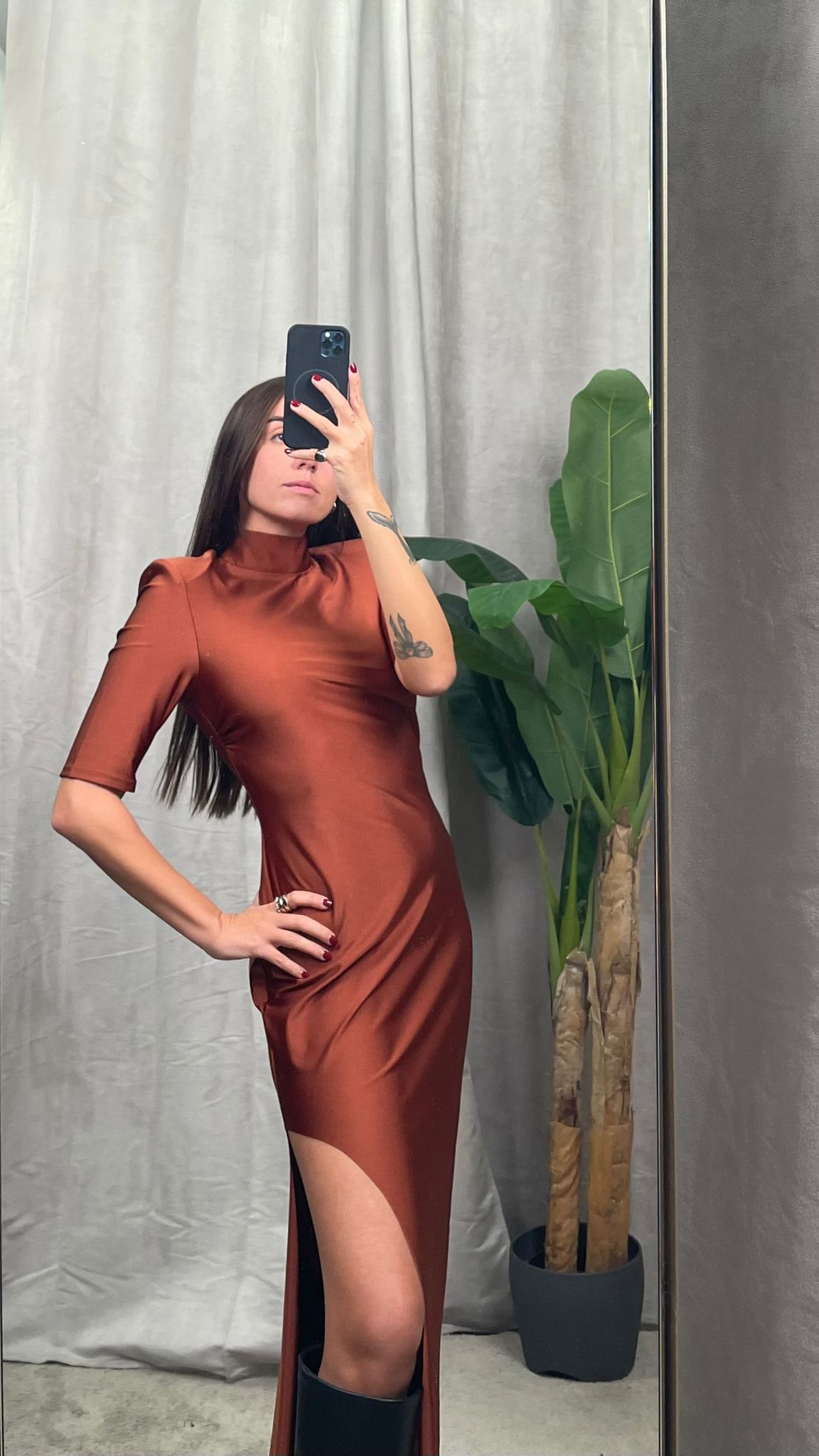 Abito Matinèe in lycra (Nero/Coccio) -DP6005-