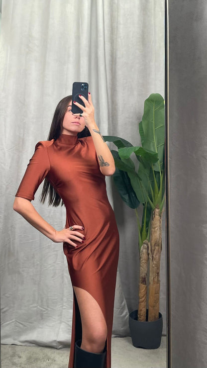 Abito Matinèe in lycra (Nero/Coccio) -DP6005-