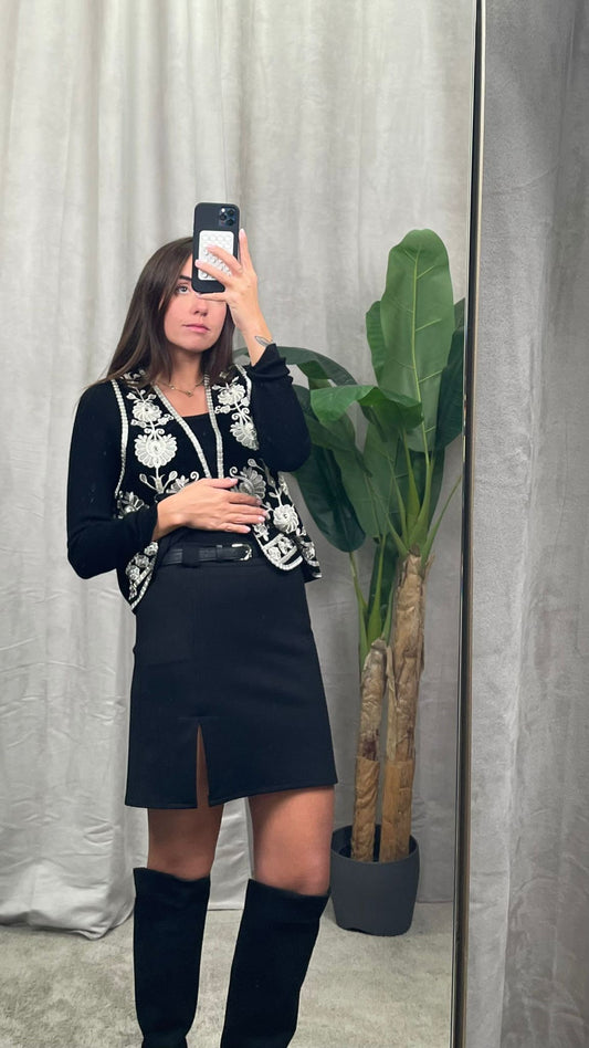 Minigonna HaveOne punto milano (Nero/Moro) -GJK-P159-