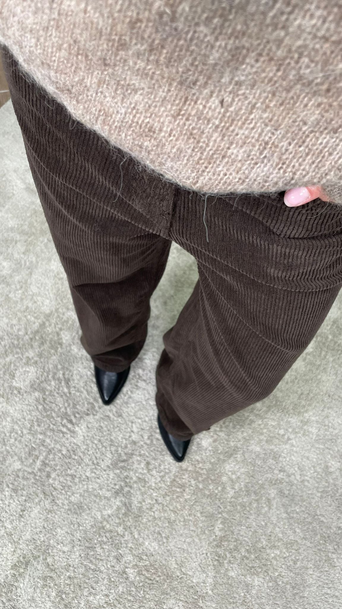 Pantalone HaveOne "Bella" in velluto a coste -PLS-P238- (Moro/Crema)