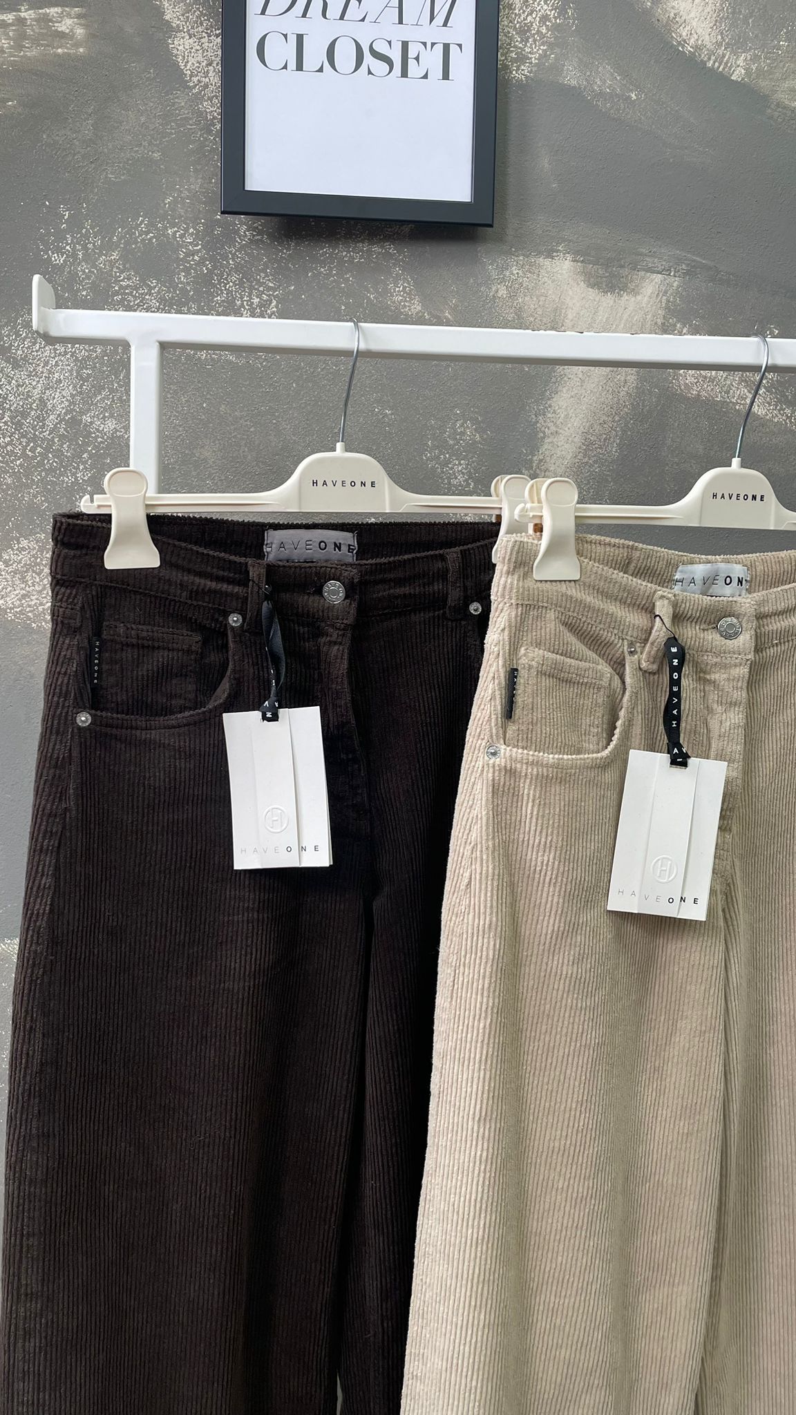 Pantalone HaveOne "Bella" in velluto a coste -PLS-P238- (Moro/Crema)