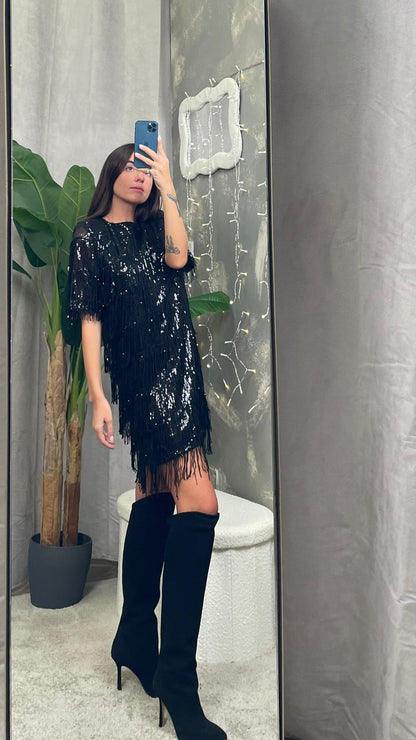 Abito paillettes nero HaveOne -AGE-P077-