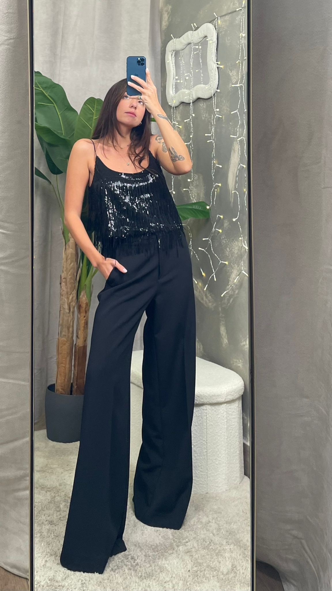 Tailleur nero doppiopetto con dettagli in raso HaveOne -JCB-P106- -PCB-P246-