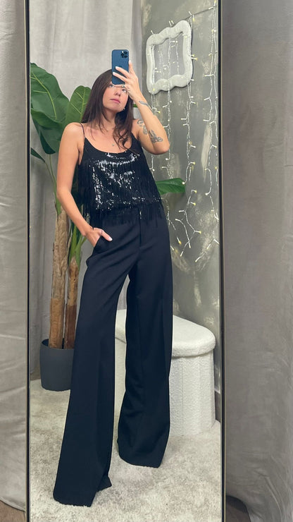 Tailleur nero doppiopetto con dettagli in raso HaveOne -JCB-P106- -PCB-P246-