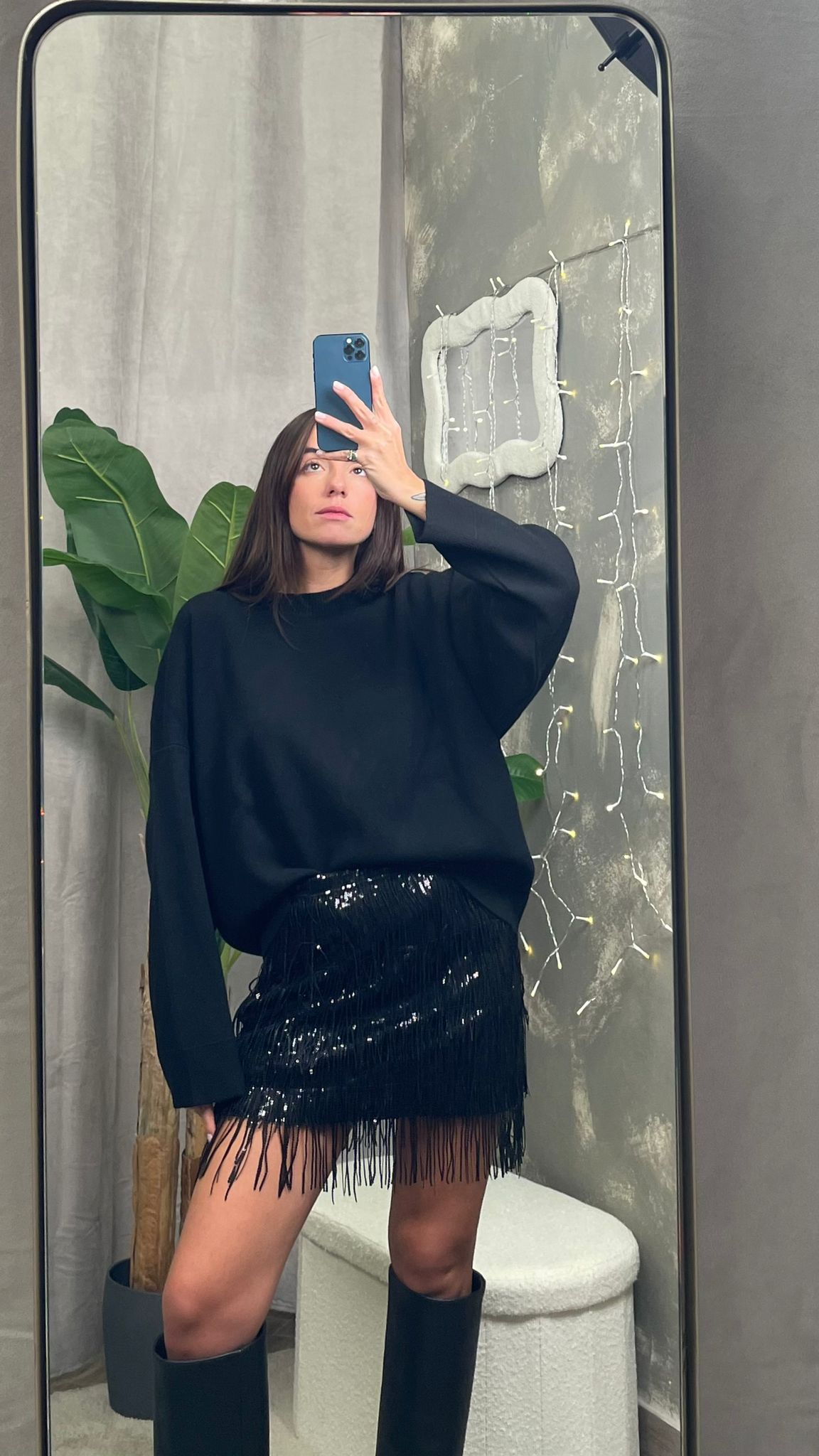 Gonna con Frange e Paillettes (Nero/argento)  HaveOne -GGEP125-