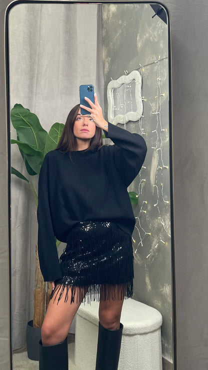 Gonna con Frange e Paillettes (Nero/argento)  HaveOne -GGEP125-