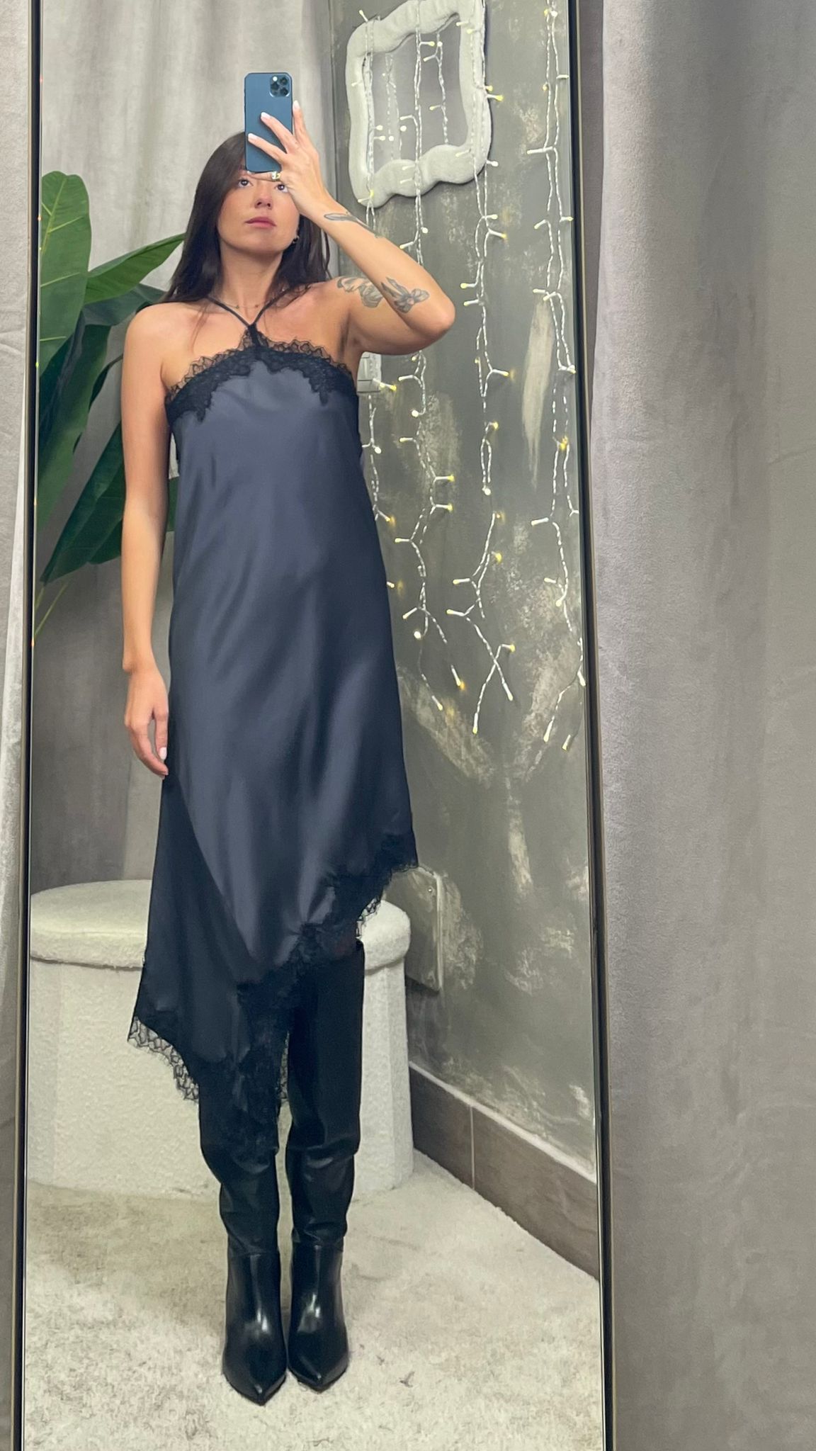 Abito ViCOLO asimmetrico (Antracite/Nero)  -TF1016-