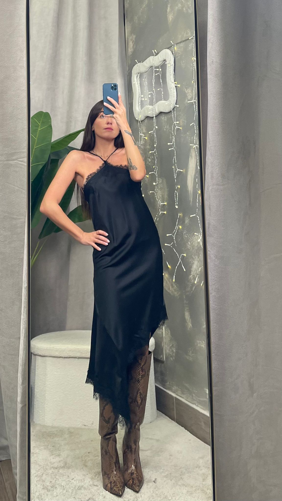 Abito ViCOLO asimmetrico (Antracite/Nero)  -TF1016-