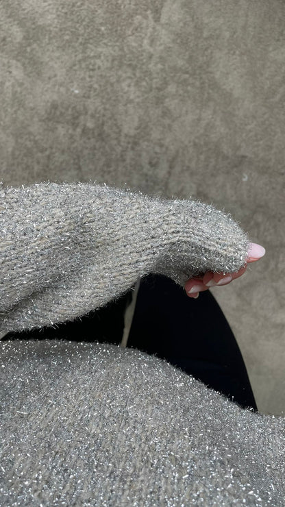 Maglione glitter HaveOne (Argento/Nero) -MHO-P039-