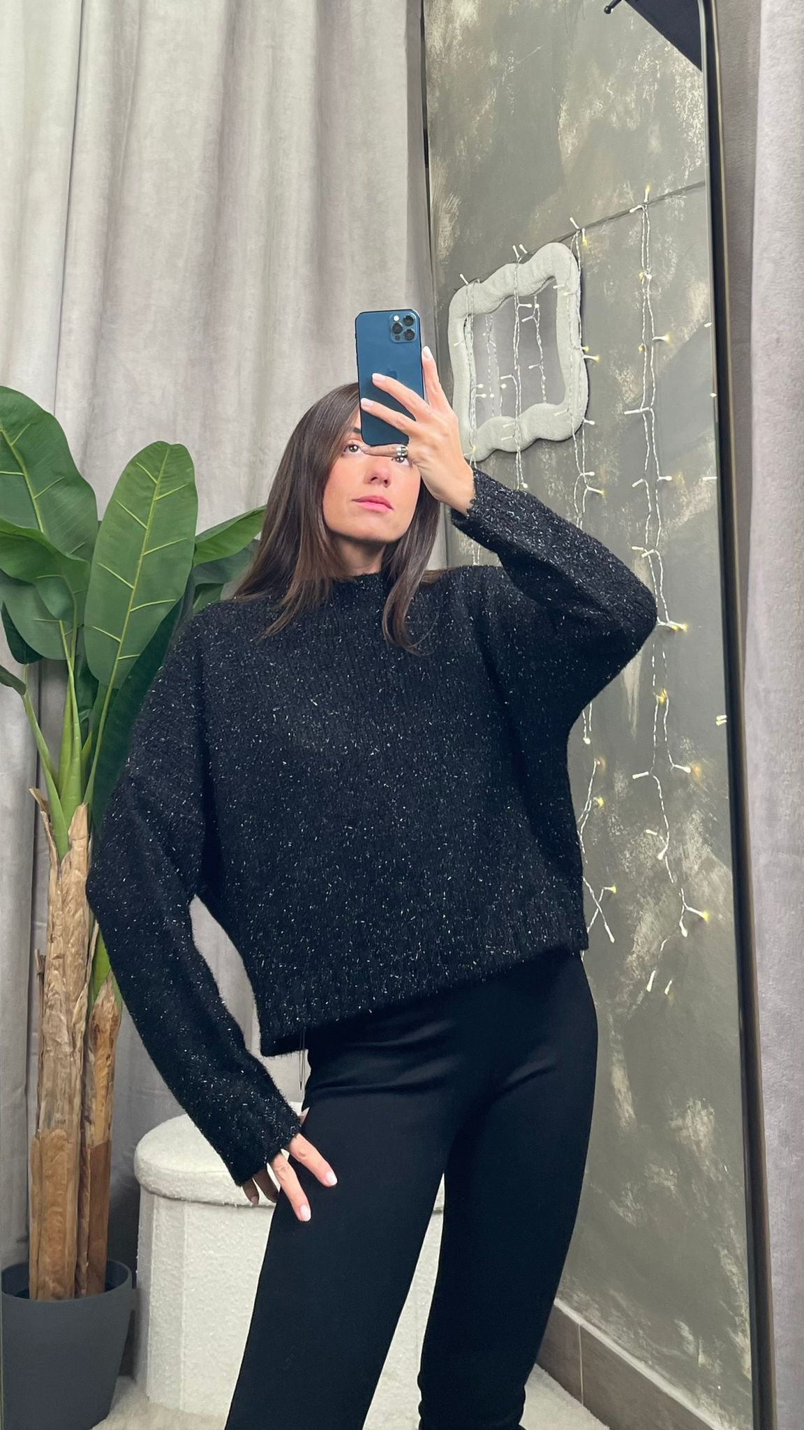 Maglione glitter HaveOne (Argento/Nero) -MHO-P039-