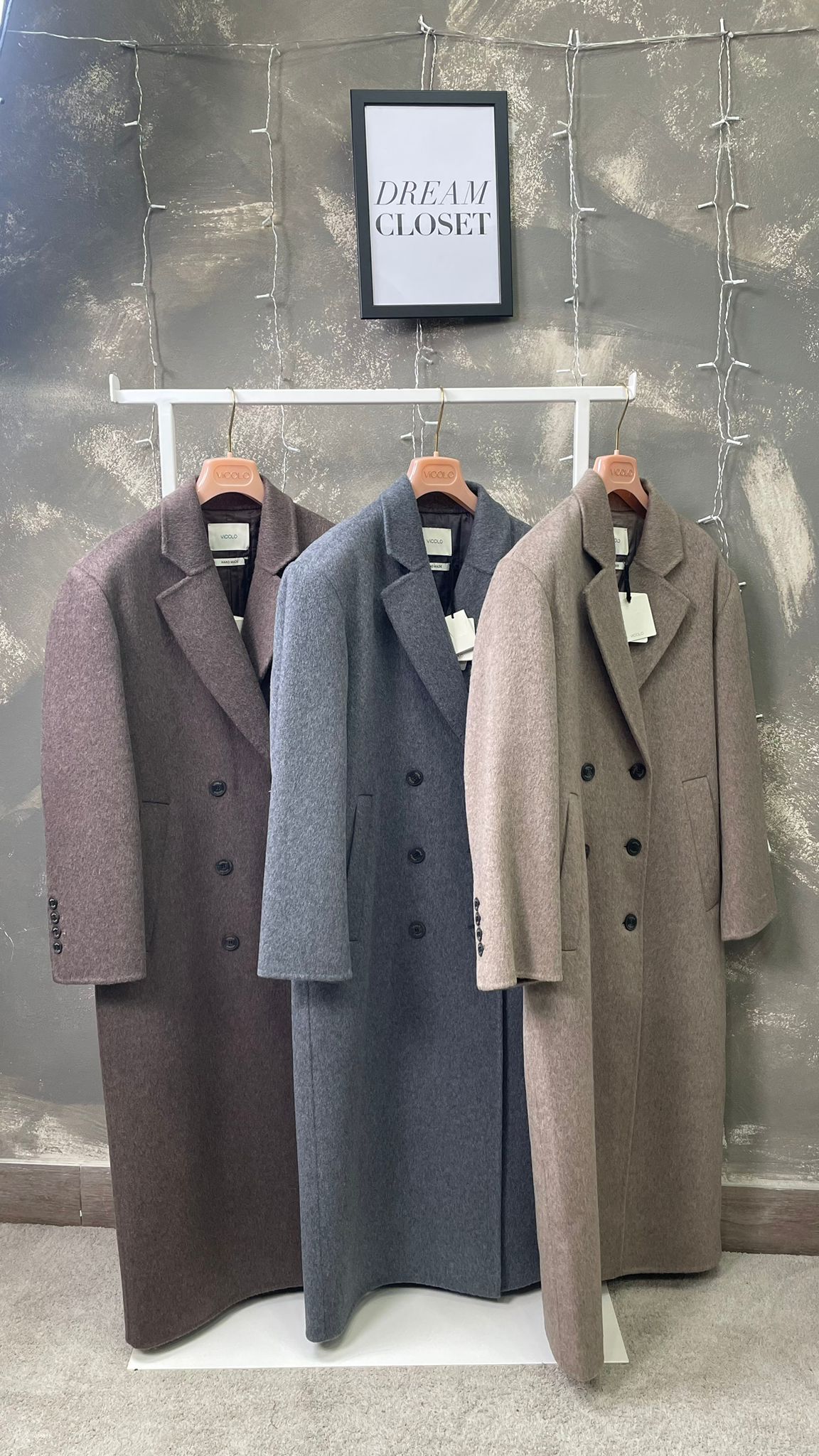 Cappotto ViCOLO hand made Mélange doppiopetto -TF0008- Grigio/Visone/Fango