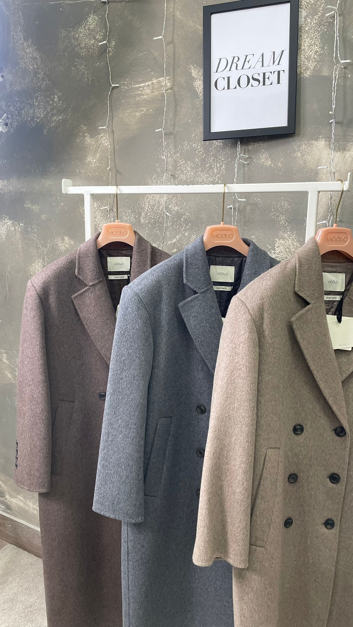 Cappotto ViCOLO hand made Mélange doppiopetto -TF0008- Grigio/Visone/Fango