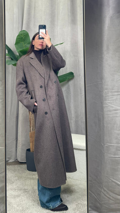 Cappotto ViCOLO hand made Mélange doppiopetto -TF0008- Grigio/Visone/Fango