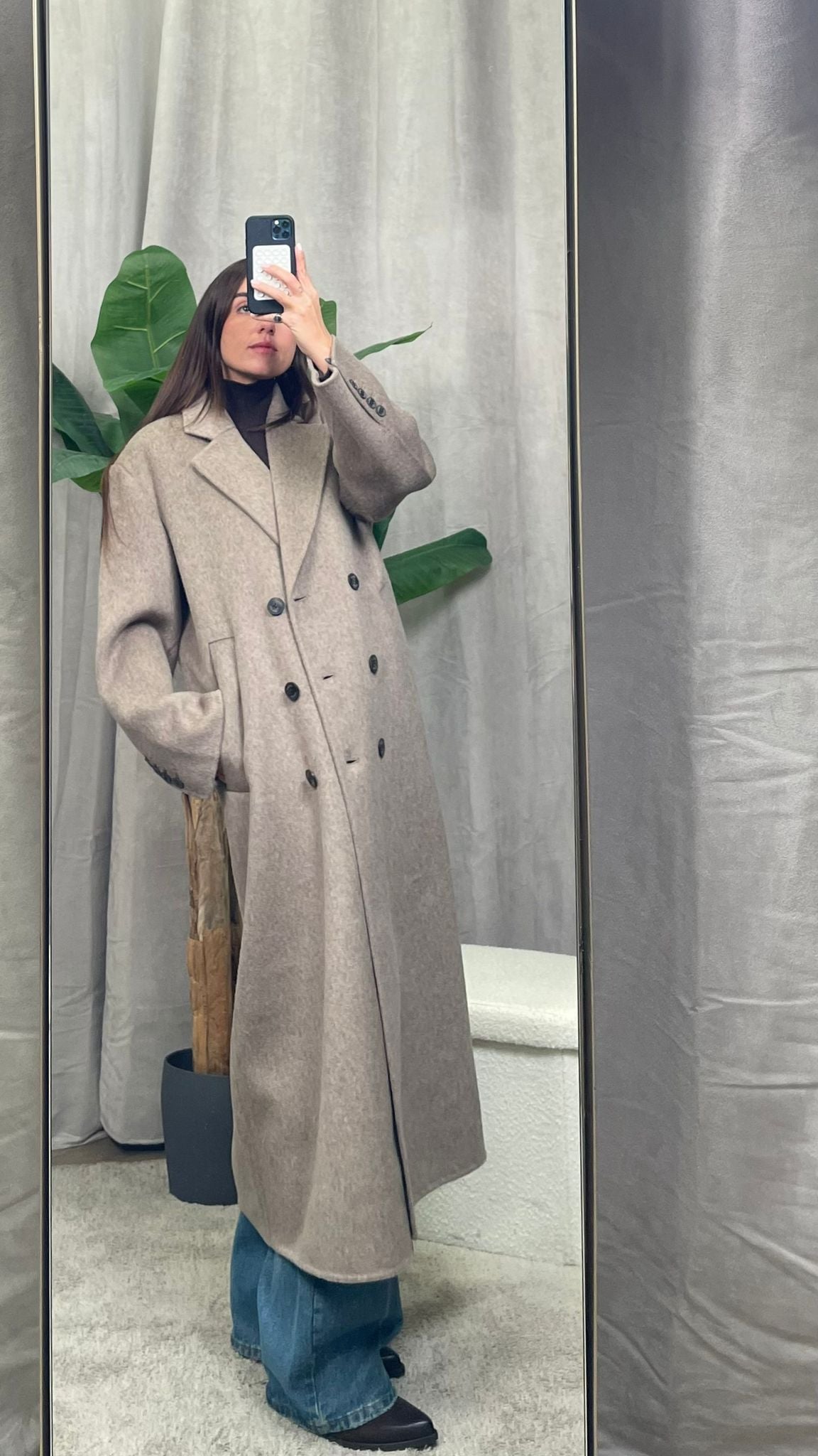 Cappotto ViCOLO hand made Mélange doppiopetto -TF0008- Grigio/Visone/Fango