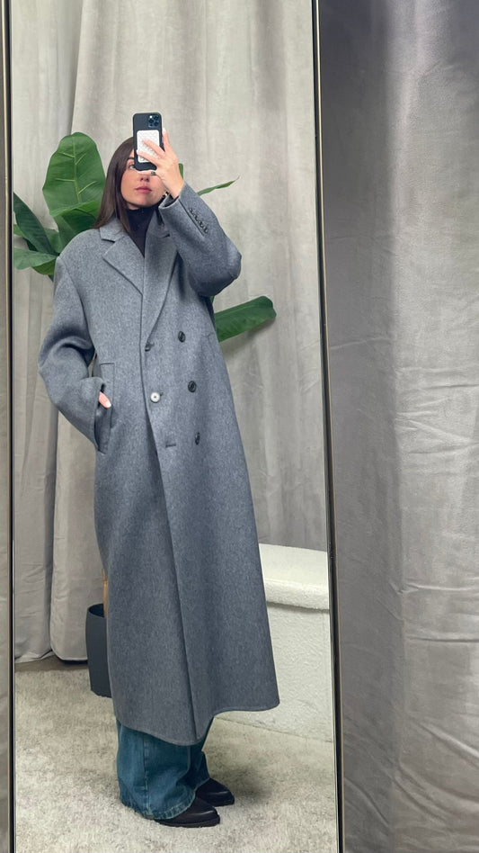 Cappotto ViCOLO hand made Mélange doppiopetto -TF0008- Grigio/Visone/Fango