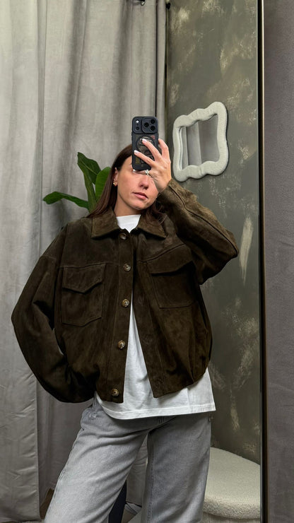 Bomber Vicolo Scamosciato vera pelle con Tasche -TAB0171-