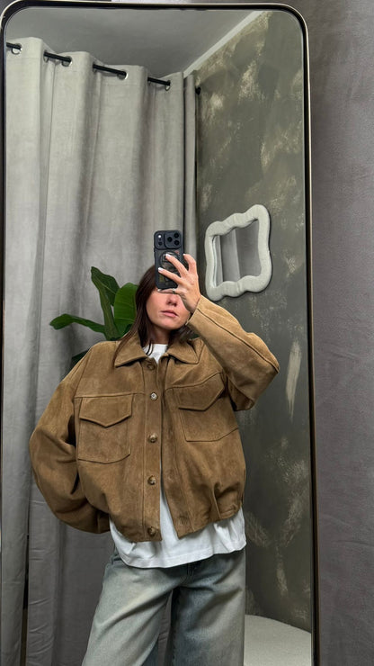 Bomber Vicolo Scamosciato vera pelle con Tasche -TAB0171-