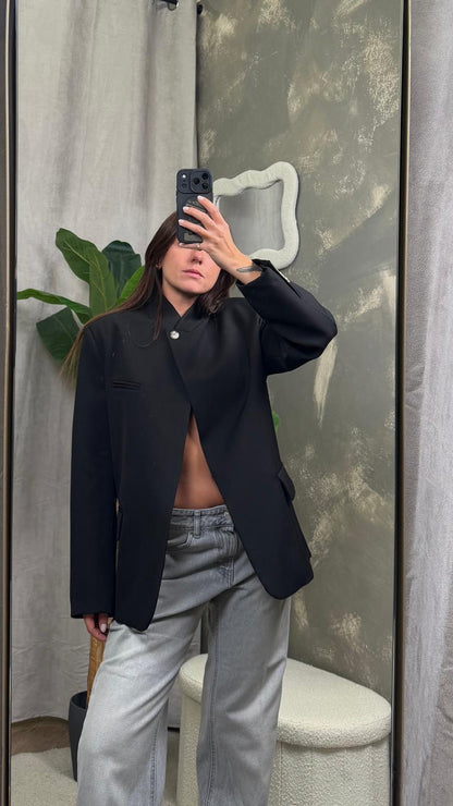 Blazer nero/bianco collo alto ViCOLO -TAB1089-