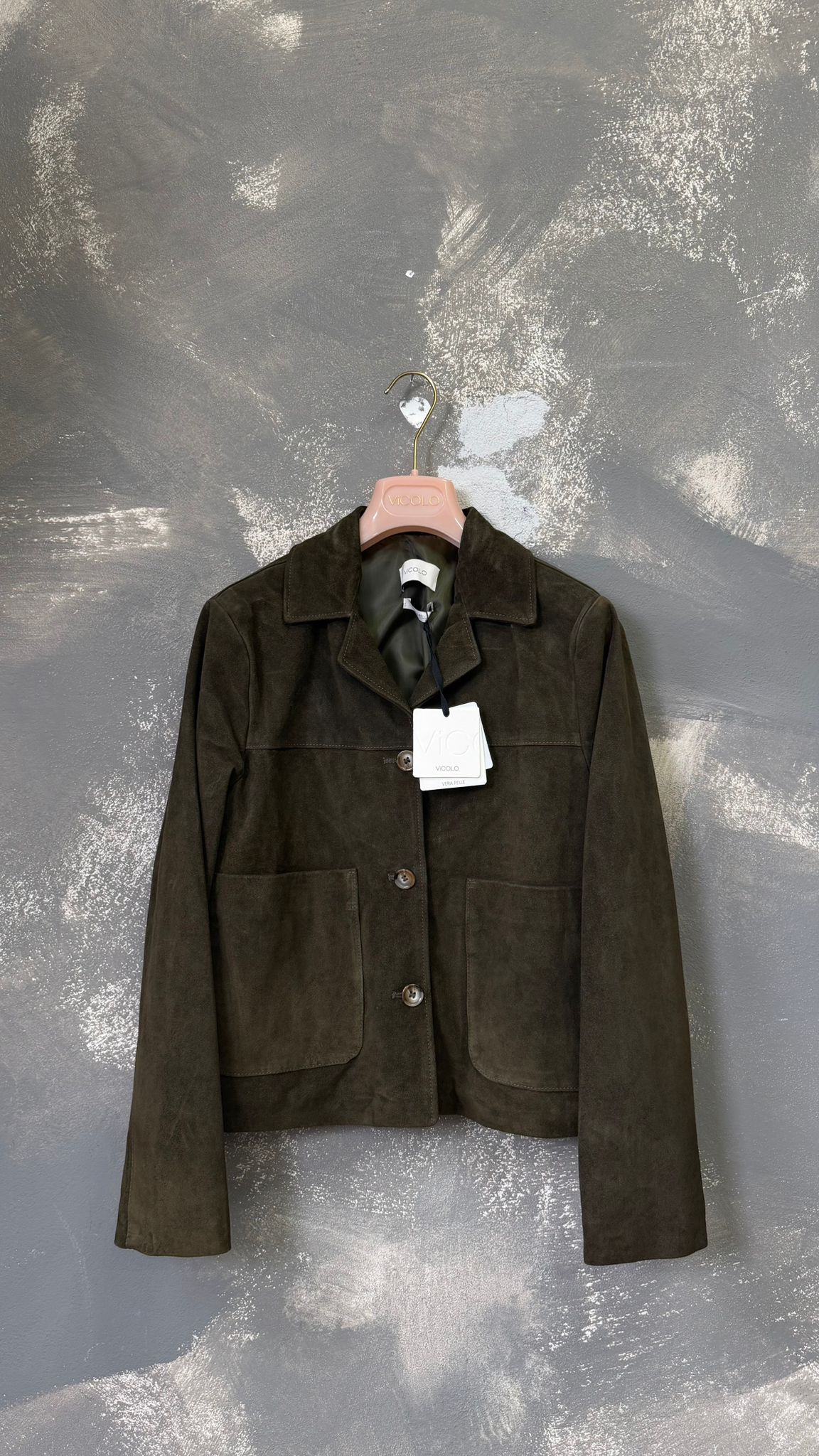 Giacca ViCOLO in vera Pelle Scamosciata Corta -TAB0174-