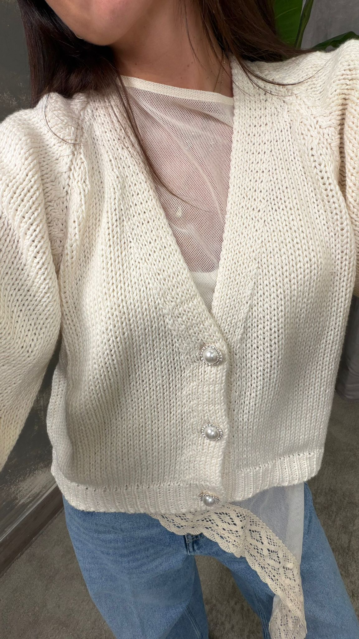 Cardigan HaveOne con dettaglio gioiello -JIT-Q010-