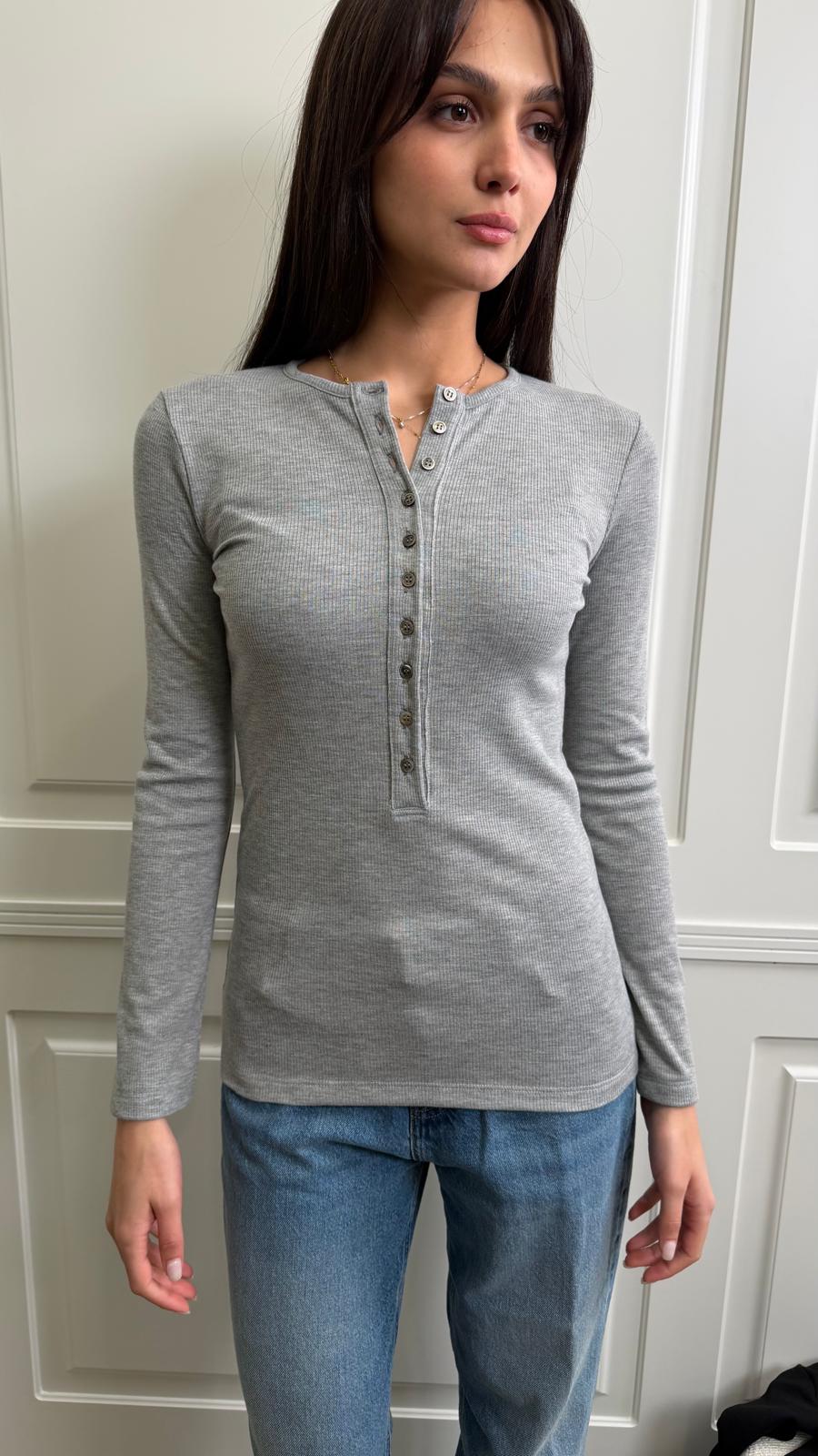 Maglia ViCOLO bottoncini (Grigio,Bianco,Nero) -UAB0073-