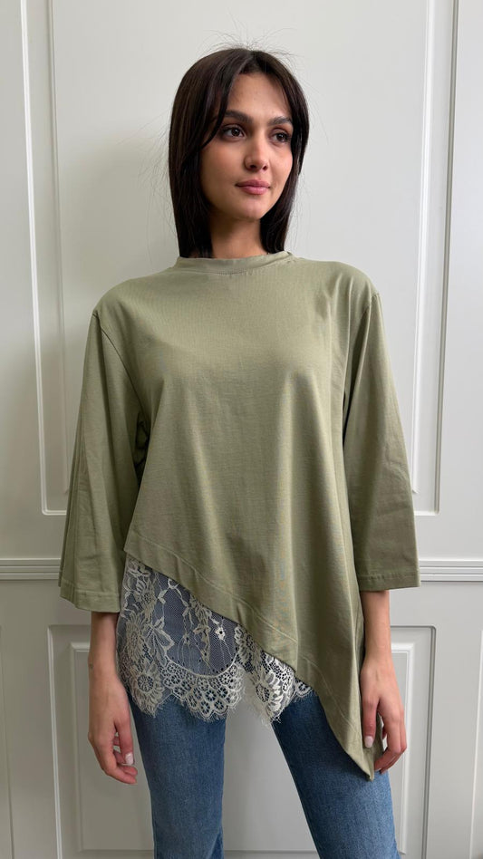 T-shirt HaveOne con pizzo -TVS-Q007-