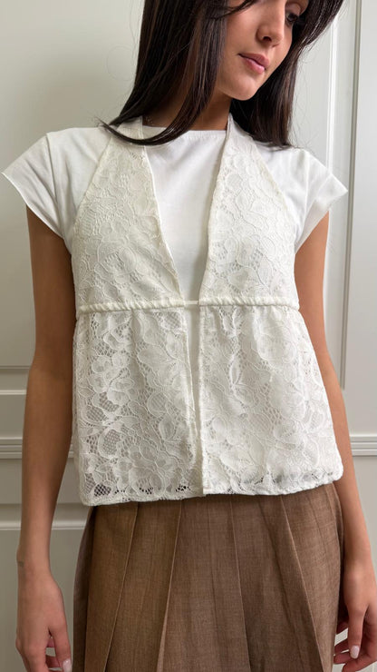 T-shirt HaveOne con gilet pizzo -TFW-Q072-
